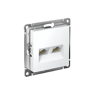 Розетка ATLASDESIGN двойная компьютерная RJ45+RJ45 категория 5E механизм белый