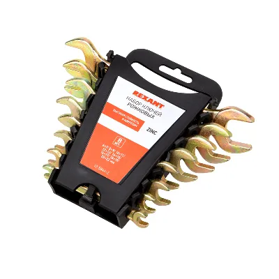 Набор ключей рожковых (6х7-20х22 мм), (упак - 8 шт.), желтый цинк