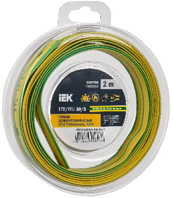 Трубка термоусадочная ТТУ нг-LS 10/5 желто-зеленая (2м/упак) IEK