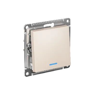 Выключатель одноклавишный ATLASDESIGN с подсветкой схема 1а 10АХ механизм бежевый