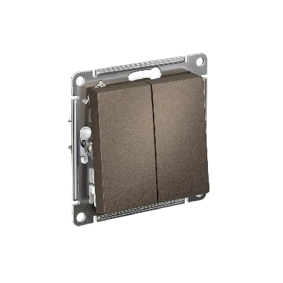 Выключатель двухклавишный ATLASDESIGN схема 5 10АХ механизм мокко