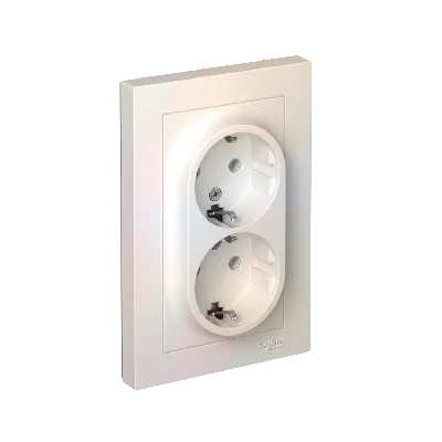 Розетка ATLASDESIGN двойная с заземлением 16А в сборе жемчуг