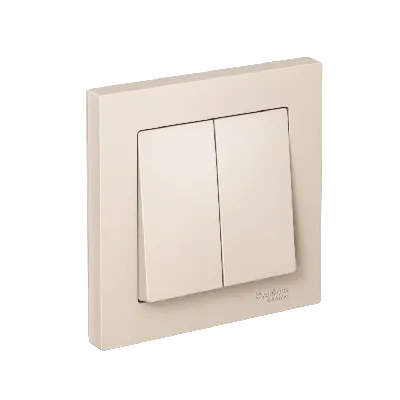 Выключатель двухклавишный ATLASDESIGN схема 5 10АХ в сборе бежевый