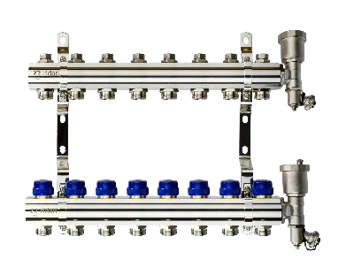 Коллекторная группа FHF-8R set 8 контуров 1' х 3/4' c воздухоотводчиками и кронштейнами