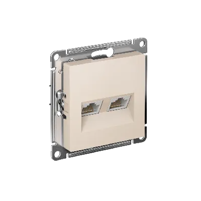 Розетка ATLASDESIGN двойная компьютерная RJ45+RJ45 категория 5E механизм бежевый
