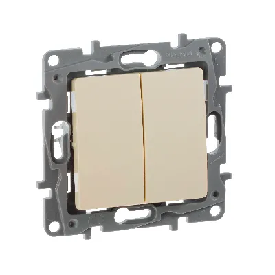 ETIKA Выключатель двухклавишный слоновая кость безвинтовые зажимы 10АХ