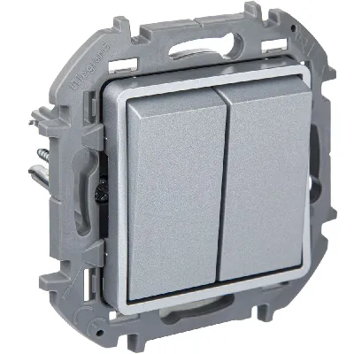 Переключатель модульный двухклавишный - INSPIRIA -10 AX - 250 В~ - алюминий