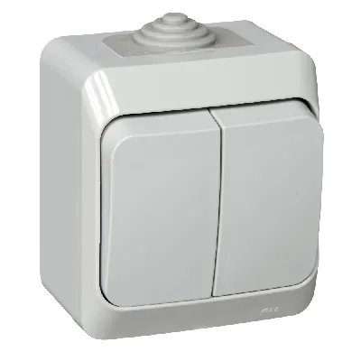 ЭТЮД Выключатель двухклавишный наружный IP44 серый