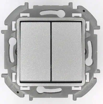 Переключатель модульный двухклавишный с подсветкой- INSPIRIA - 10 AX - 250 В~ - алюминий