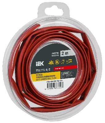 Трубка термоусадочная ТТУ нг-LS 4/2 красная (2м/упак) IEK