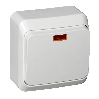 ЭТЮД Переключатель одноклавишный наружный с подсветкой белый сх.6