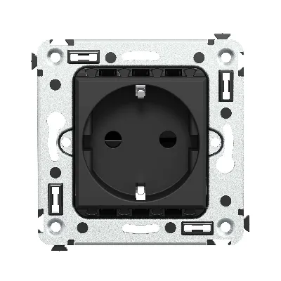 Avanti Розетка в стену, 2P+E, с з/ш, Черный       матовый