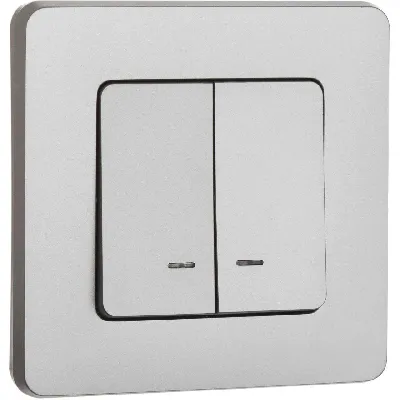 Выключатель двухклавишный с подсветкой/индикацией INSPIRIA 10 AX 250 В~ алюминий