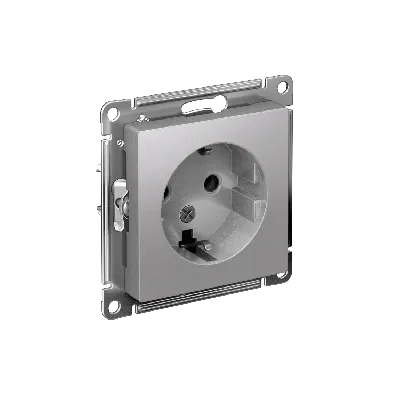 Розетка ATLASDESIGN с заземлением 16А механизм алюминий