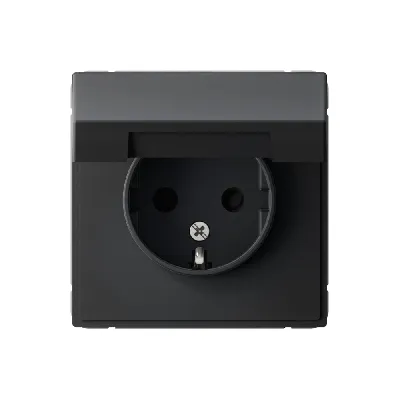 ARTGALLERY розетка с заземл. со шторк. с крышкой, 16А, IP20, механизм, карбон