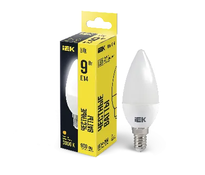 Лампа светодиодная LED 9вт Е14 тепло-белый матовая свеча ECO
