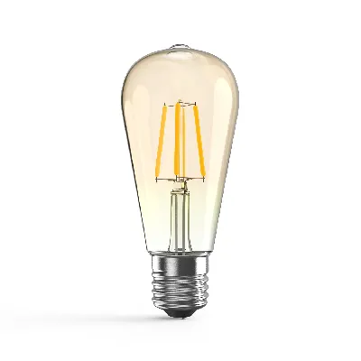 Лампа светодиодная филаментная LED 6 Вт 550 лм 2400К AC185-265В E27 ST64 теплая золотистая колба Black Filament Gauss