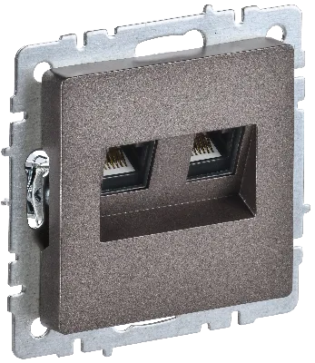 BRITE Розетка двойная RJ11+RJ45 кат.5E РК/Т12-БрТБ темная бронза