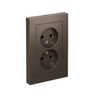 Розетка ATLASDESIGN двойная без заземления 16А в сборе мокко
