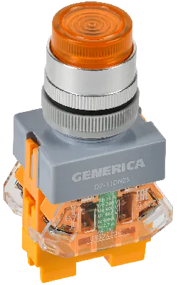 Кнопка D7-11DNZS d=22мм 1з+1р с подсв. и фикс. жел. GENERICA