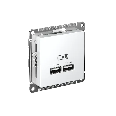 Розетка ATLASDESIGN USB 5В 1 порт x 2,1 А 2 порта х 1,05 А механизм белый
