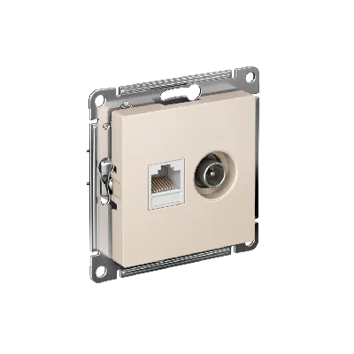 Розетка ATLASDESIGN двойная компьютерная+ТВ RJ45+TV категория 5E механизм бежевый