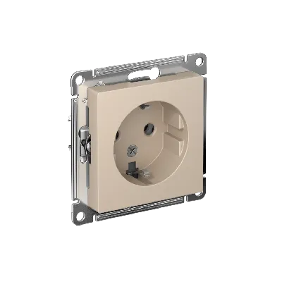 ATLASDESIGN РОЗЕТКА с заземлением, 16А, механизм, ПЕСОЧНЫЙ