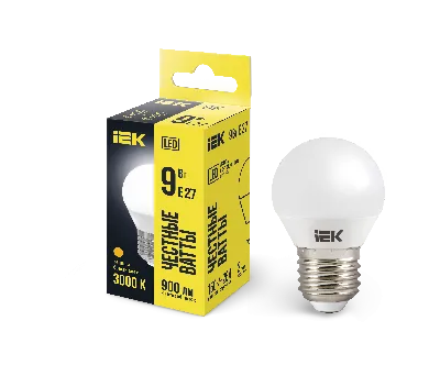 Лампа светодиодная LED 9вт Е27 тепло-белый матовый шар ECO