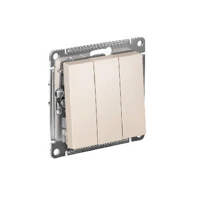 Выключатель трехклавишный ATLASDESIGN схема 1+1+1 10АХ механизм бежевый