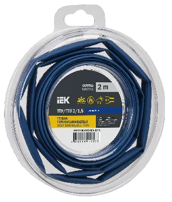 Трубка термоусадочная ТТУ нг-LS 3/1,5 синяя (2м/упак) IEK
