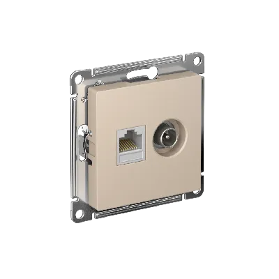 ATLASDESIGN РОЗЕТКА двойная ТВ + компьютерная RJ45, кат. 5Е, ПЕСОЧНЫЙ