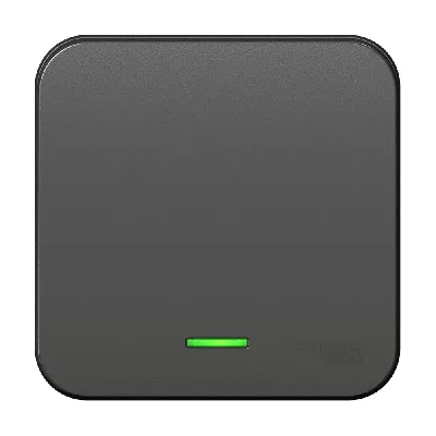 Выключатель одноклавишный наружный BLАNCА (cх.1) с подсветкой, с изолирующей пластиной, 10А, 250В, антрацит