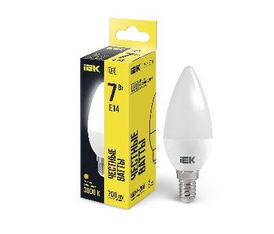 Лампа светодиодная LED 7вт Е14 тепло-белый матовая свеча ECO
