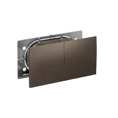 Розетка ATLASDESIGN двойная с заземлением со шторками сдвижная крышка 16А в сборе мокко