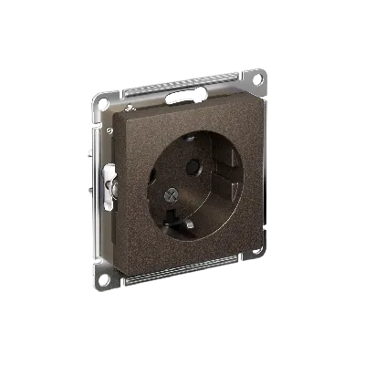 Розетка ATLASDESIGN с заземлением со шторками 16А механизм мокко