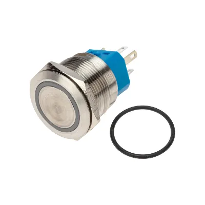 Кнопка  антивандальная d22 250В Б/Фикс (6с)       (ON)-OFF/(OFF)-ON подсв/зеленая, REXANT