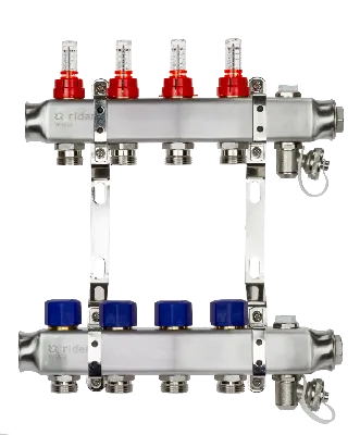 Комплект коллекторов SSM-4RF set с расходомерами и кронштейнами, 4 контура