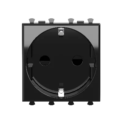 Avanti Розетка ''Черный квадрат'', 2P+E, с защитными шторками, 2 модульная