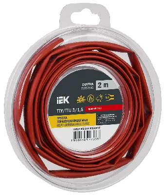 Трубка термоусадочная ТТУ нг-LS 3/1,5 красная (2м/упак) IEK