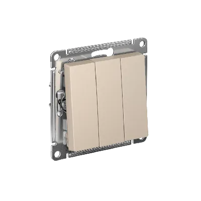 ATLASDESIGN выключатель трехклавишный, сх.1+1+1, 10АХ, механизм, ПЕСОЧНЫЙ