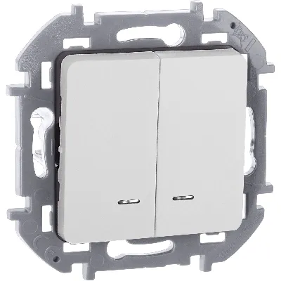 Выключатель двухклавишный с подсветкой/индикацией INSPIRIA 10 AX 250 В~ белый