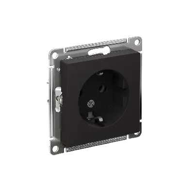 Розетка ATLASDESIGN с заземлением 16А механизм карбон