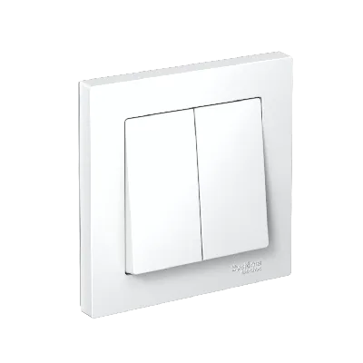 Выключатель двухклавишный ATLASDESIGN схема 5 10АХ в сборе белый