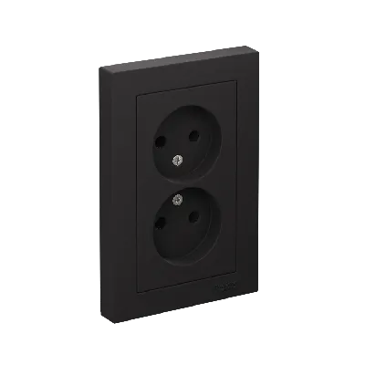 Розетка ATLASDESIGN двойная без заземления 16А в сборе карбон