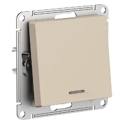ATLASDESIGN выключатель одноклавишный с подсветкой, сх.1а, 10АХ, мех., ПЕСОЧНЫЙ