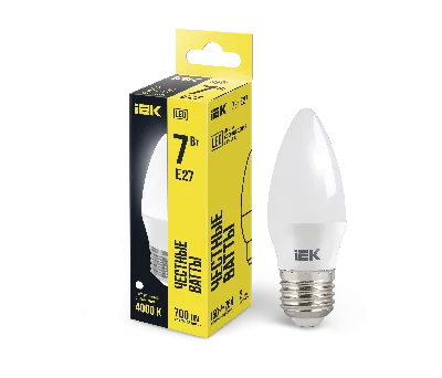 Лампа светодиодная LED 7вт Е27 белый матовая свеча ECO