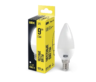 Лампа светодиодная LED 9вт Е14 белый матовая свеча ECO
