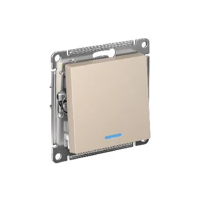 ATLASDESIGN переключатель одноклавишный с подсветкой, сх.6а, 10АХ, механизам, ПЕСОЧНЫЙ