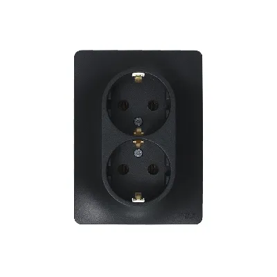 GLOSSA Розетка двойная с заземлением антрацит в сборе