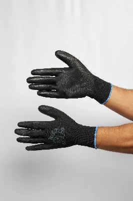 Перчатки полиэстеровые с полиуретановым покрытием VE702PN, цв. черный, р. 9